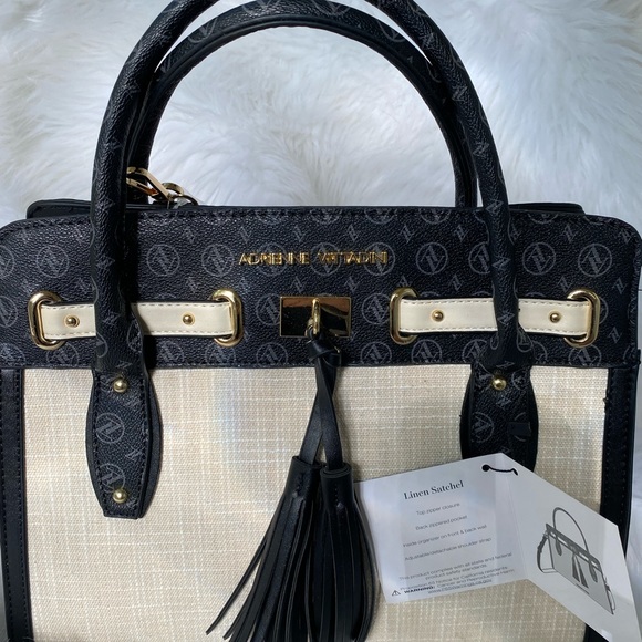 Adrienne Vittadini Sardinia Signature Linen Satchel - Picture 2 of 5